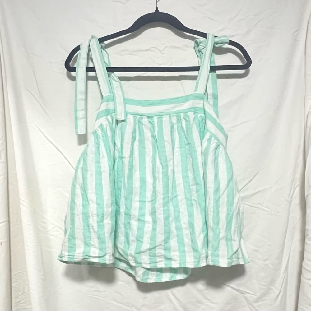 NWT Stoney Clover Lane Mint Striped Tie Tank Top Lightweight Vacation Resortwear - Picture 3 of 6